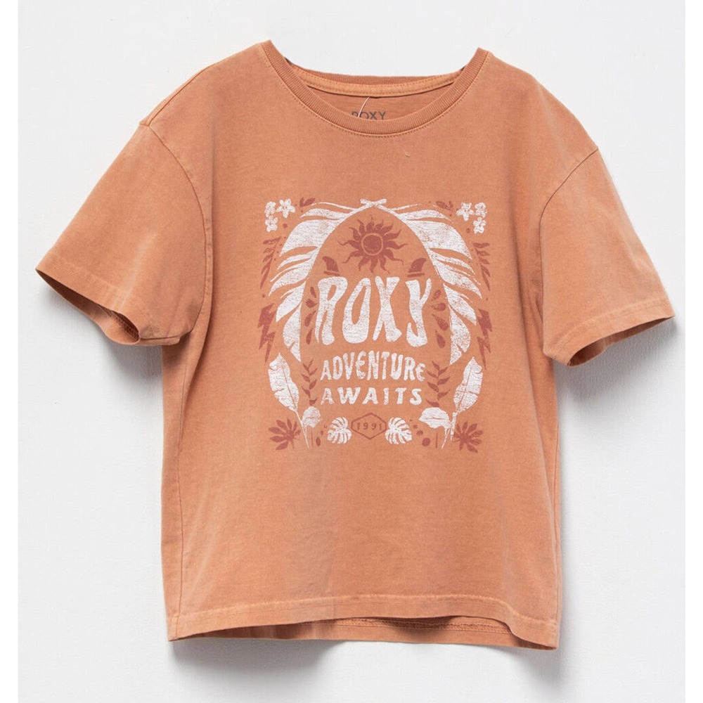 Roxy Girls Youth Adventure Tribe Oversized Boyfriend Fit Tee T-Shirt - Picture 1 of 2